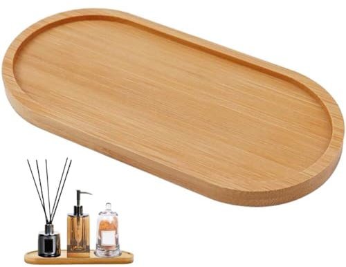 Plateau de vanité en Bambou, Plateau de réservoir de Salle de Bains, Plateau Distributeur de Savon Ovale, Plateau Organisateur pour la Maison, Salle de Bain, Usage Quotidien