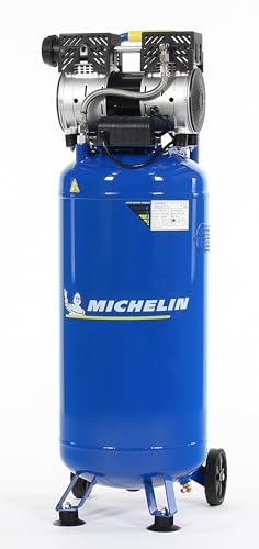 MICHELIN Compresseur d'Air Vertical Silencieux MVX 50/1, Compresseur d'Air Sans Huile, Pression Maximale 8 Bar, Puissance 1 CV, Réservoir 50 litres, Niveau Sonore 58 dB LpA