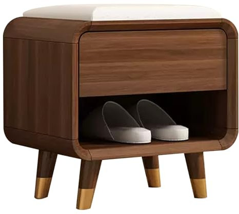 KaBuea Zapatero para Entrada, Organizador de Zapatos, Banco de Zapatos, Zapatero, gabinete de Almacenamiento para Sala de Estar, Zapatero (Color: Nogal, tamaño: pequeño)