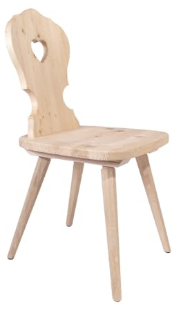 4betterdays.com NATURlich leben! 4er Set Bauernstühle Zirbe unbehandelt - Massivholz | B 41 x T 38 x H 87 cm | Handwerk aus Südtirol - Stuhl mit Herz - 4 x Landhausstühle Holz