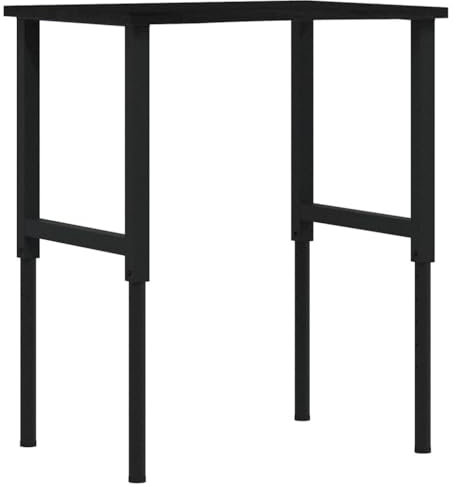 vidaXL Banco Lavoro Marrone Scuro 80x60x(71,5-98) cm Legno di Rovere, tavolo da lavoro, postazione da lavoro, banco da lavoro in metallo