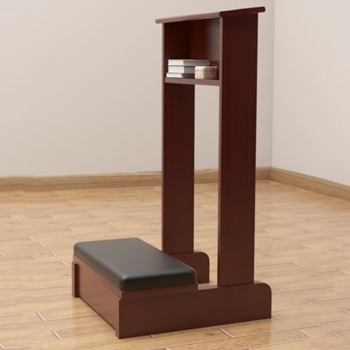Gebetsbank und Kniebank Set für Zuhause und Kirche, Gebetstisch aus Holz mit Ablage, religiöse Geschenke für kniende Meditation (Braun)