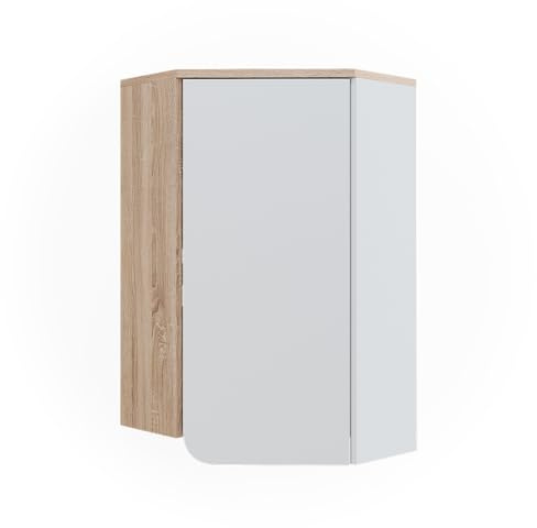 Vicco Armoire d'angle Suspendue Karen, Sonoma/Blanc, 42.4x75cm, pour Montage Mural et combinable avec d'autres modules Karen