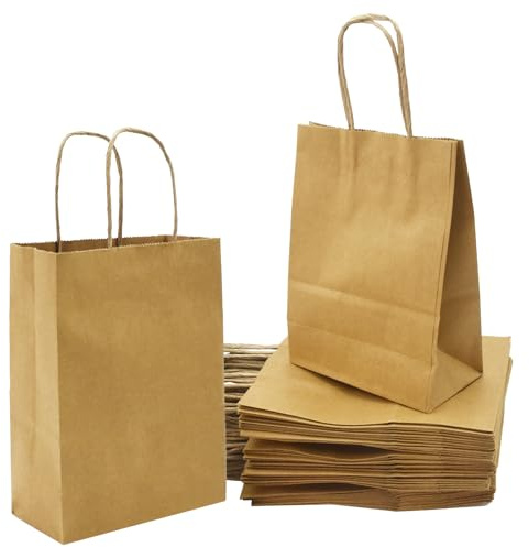 90 Pcs Papiertüten mit henkel, AolKee kleine geschenktüten, Papier Geschenktaschen, Party Taschen für Kinder und Erwachsene Party, Geburtstage, Hochzeiten, Baby Dusche (21x8x15cm)