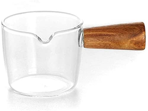 IUokLU Taza para espumar Leche Jarra de Leche Decorativa Estilo Simple Jarra de Leche de Vidrio Resistente al Calor Jarra de Leche para ensaladas en Miniatura Italiana,Grande