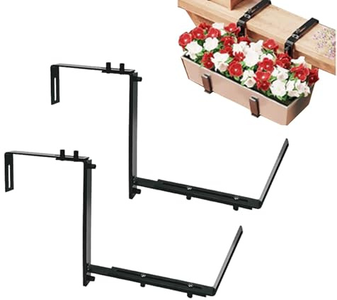 Vitsrisea Blumenkasten-Halterung Verstellbar, Fensterkastenhalter | 2er-Set Balkon-Pflanzenhalter – Robuster Pflanzkastenständer Für, Terrasse, Geländer, Pavillon, Wetterfeste Blumenkastenaufhängung