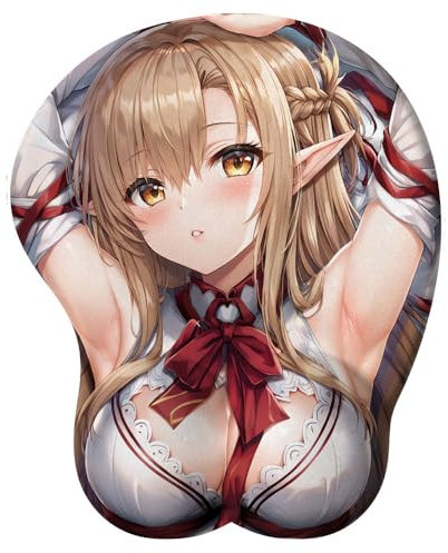 Anime Waifu Manga Esthétique Fille 3D Tapis de Souris, Repose-Poignet Doux, Tapis de Souris de Dessin animé, Ergonomique Tapis de Souris