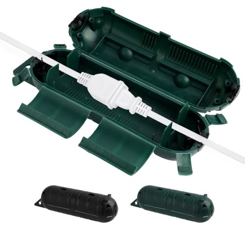 Big - Confezione da 2 scatole di protezione per esterni, IP44, impermeabile, 230 mm x 230 mm x 70 mm, scatola di protezione per cavi di prolunga, utensili elettrici, tosaerba, verde e nero
