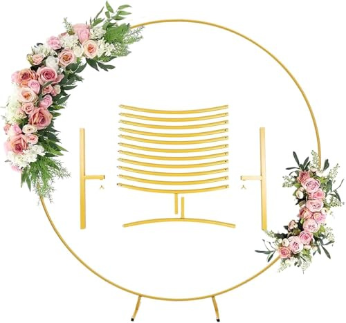 2M Round Balloon Arch Kit - Gold Metal Circle Frame Stand for Weddings, Birthdays & Parties | Reusable Hoop Backdrop for Balloons, Flowers & Decorations