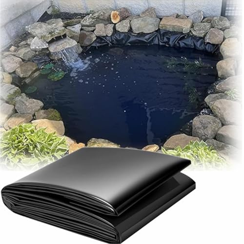 Pond Liner Thickness 0.12 Mm HDPE Black Pond Lining Impermeable Liner UV & Tear Resistant Garden Pool Membrane for Fountain Waterfall Koi Ponds Flexible Ponds Liner(23ft X 32.8ft)