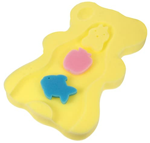Abaodam Almohadilla de Baño para Bebés Cojín Antideslizante de Esponja con Soporte para Cabeza y Cuello Alfombrilla Comfy para Recién Nacidos Diseño Forma de Oso