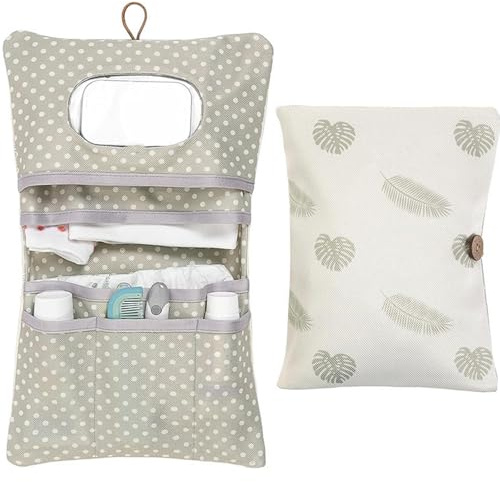 MOAZIFI Baby Windeltasche mit Wickelunterlage für Unterwegs, Wickeltasche Organizer, Unterwegs mit Extra Viel Platz, Wiederverwendbare Baby Wickelauflage Maschinenwaschbar für Unterwegs Wickel Clutch
