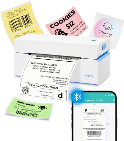 ORGSTA Shipping Thermal Label Printer Machine 4x6 Bluetooth and USB T001 Plus Postage Sticker Maker For DHL Address Parcels