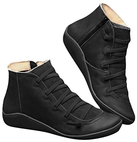 Botas de senderismo para mujer, elegantes, impermeables, antideslizantes, para motociclista, con cremallera con cordones, para patio de perro, negro 1, 39.5 EU