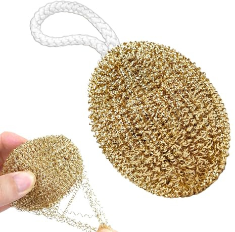 Dish Scrubber - Dish Brush Pot Pan Scrubber - Copper Wire Cleaner Kitchen Supplies for Scrubbing Pots Pans Cookware Household Sink Counter Stove Grill