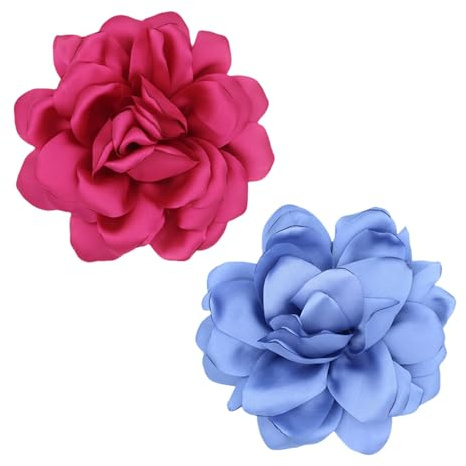 SAIIURV 2 Stück Rosen Blumenbrosche für Frauen Mädchen, Klassisch Reversbroschen Rosen Brosche Satinstoff Anstecknadeln Blume Haarklammer Hochzeit Party Accessoires für Tanz Bankett (2 Farben)