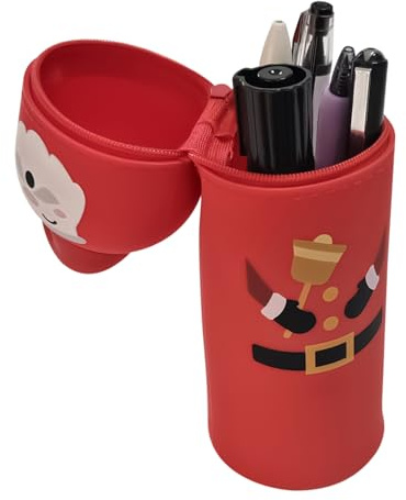 Estuche para lápices, Estuche para bolígrafos, Estuche de pie para lápices, de Almacenamiento de Silicona de Papá Noel, Navidad, Bonitos Estuches para lápices, Estuche estético para bolígrafos