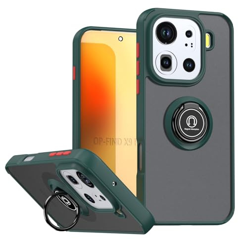 XINYEXIN Fodral för OPPO Find X9 Pro, ringhållare, TPU + PC Translucent Anti-repor Stötsäkert skyddsfodral - Mörkgrön