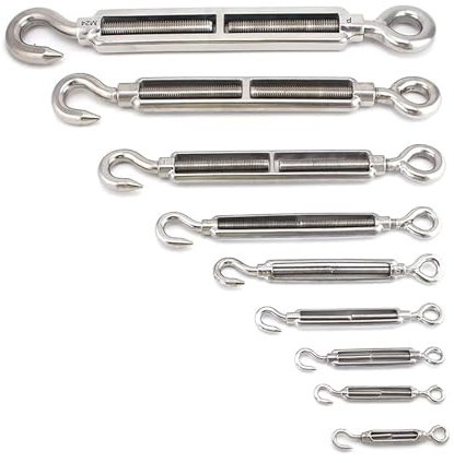 Stainless steel turnbuckle, A2 304 Stainless Steel Hook Eye s Silver M4-M14(M12)