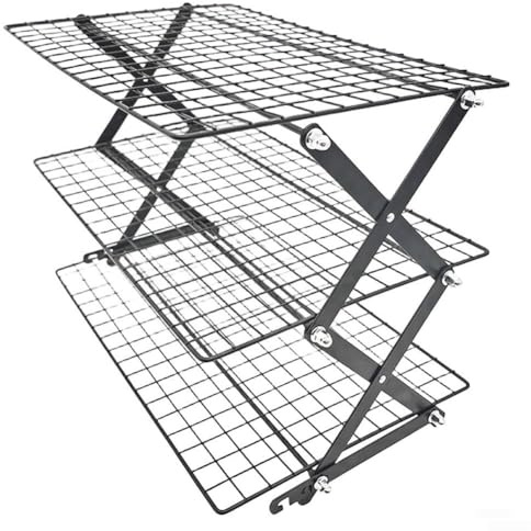 Grille de refroidissement pliable à 3 niveaux pour pâtisseries avec design pliable peu encombrant pour une utilisation efficace en cuisine et un nettoyage facile