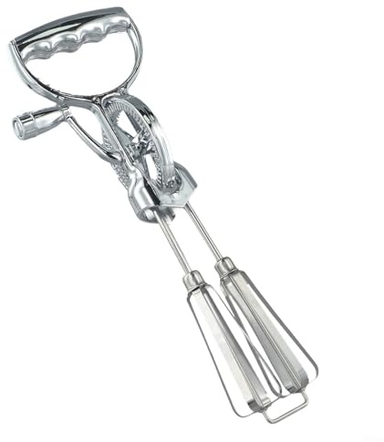 Rotary Egg Beater Hand Crank Style Manual Mixer with Stainless Steel Whisk for Kitchen Cooking, No Electricity Required, Dishwasher Safe