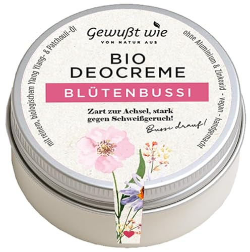 Gewußt Wie Bio Deocreme Blüten Bussi | Natürlich Frisch Ohne Aluminium | Für Empfindliche Haut & Tägliche Anwendung | Bio, Vegan | 40 G