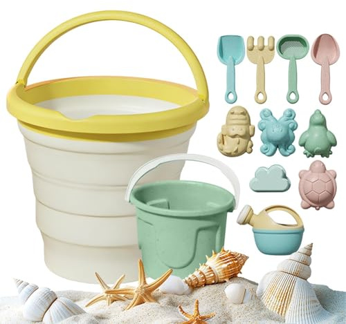 Generisk strandleksak, vikbar hinkleksaksset med fruktdesign | färgglada sandleksaker, vikbar sandhink för dig, leksak för levande färgdesign, från 3 år, flickor, barn, resor,