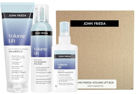 John Frieda Volume Lift Vorteilsset - Inhalt: Shampoo, 250ml, Mousse, 200ml, Ansatz-Booster, 150ml - Für feines, dünnes Haar ohne Volumen
