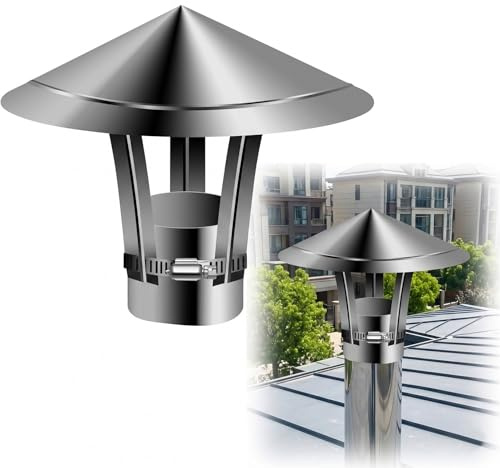 Cappello per Camino Regolabile in Acciaio Inox Terminale Canna Fumaria Universale Copertura Antipioggia e Antivento Comignolo per Stufa a Pellet Cappa Tetto Esterno Protezione(120mm)
