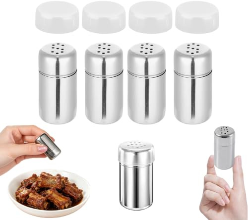 JiaYuan 4 Stück Salzstreuer Klein Edelstahl,Mini salzstreuer für unterwegs | Salzstreuer Klein mit Deckel,Mini Salzstreuer für Unterwegs,Salzstreuermini,Rostfreie,Für Restaurants Camping