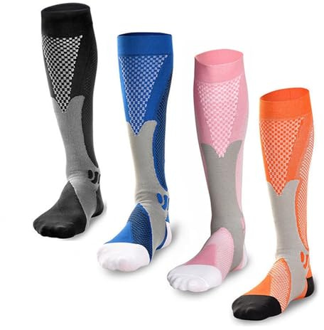 feifanshop Sport Kompressionsstrümpfe Stützstrümpfe Reisestrümpfe Trombosestruempfe Unisex 4 Paar EU 40-43