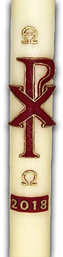 F.A.Dumont Paschal Candle with Red Chi-rho Wax Motif (2 x 24)