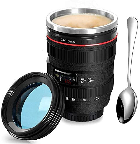 SLOSH Taza Cafe para Llevar Taza Camara Objetivo Lente Acero Inoxidable