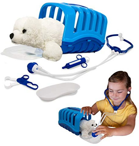 My Little Vet Valise vétérinaire – Set bébé Phoque de Deluxebase, kit vétérinaire Jouet pour Enfants, Un Joli kit avec Motif d'animaux, idéal pour Jeux de Simulation