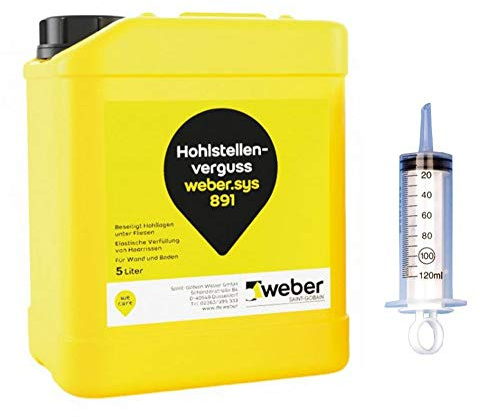 weber.sys 891 - Hohlstellenverguss - 5 ltr | incl. Verfüllspritze 100ml | Injektionsmörtel, Vergussbeton, Hohlraumfüller unter keramischen Böden | gebrauchsfertig