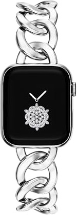 38/40/41/mm 42/44/45 mm kvinnor guld klassiskt kedja smartwatch band kompatibel med Apple Watch serie Band 9/8/7/SE/6/5 snygg ersättningsrem för Iwatch 9 present till henne, 41/40/38/42mm(Series 10/11