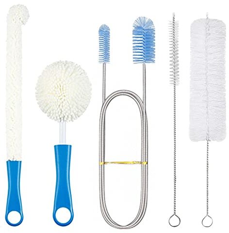 MOSNOW Scovolino Bottiglie, 5 Pezzi Spazzole per la Pulizia del Decanter Multifunzione Strumenti per Pulizia, Adatto Narghilè, Tubo del Narghilè, Calici, Flauti Champagne, Paglia