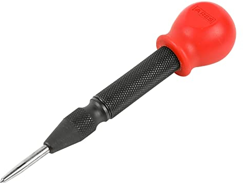 ARES 10022 - Automatic Center Punch - 5-Inch Adjustable Spring-Loaded Tool - Anti-Slip Knurled Grip - Durable S2 Steel Tip