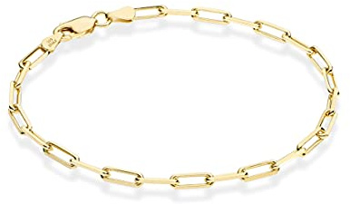 Miabella 18K Gold Plated 925 Sterling Silver Italian 3mm Paperclip Link Chain Bracelet for Women Men, Made in Italy (Length 7 Inches)