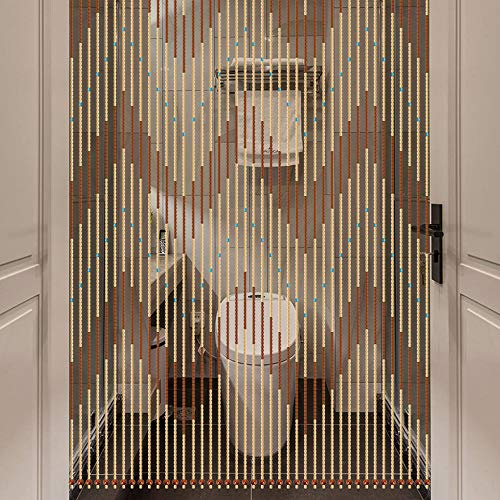 91x220cm Türvorhang Holzperlenvorhang 31 Stränge Holzperlenvorhang mit Zackenmuster aus Massivholz,Umweltschutz, ungiftig, geruchsneutral
