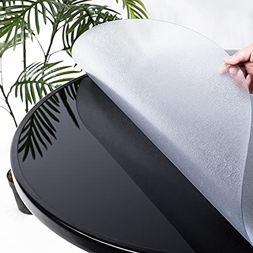 Zlovne Tovaglia Rotonda in Plastica Opaca,Pellicola Protettiva per Tavolo della Cena di Famiglia,1 mm di Spessore Vetro Morbido Copritavoli Trasparenti per Scrivania in Legno (Diameter 150cm/59inch)