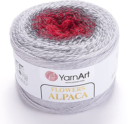 Yarn Art YarnArt Flowers Alpaca 20% alpaca 80% acrílico Peso 250.0 g Longitud 1028 yardas Multicolor Rainbow Crochet Hilo de invierno Peso 2 Sport (Casual, 436)