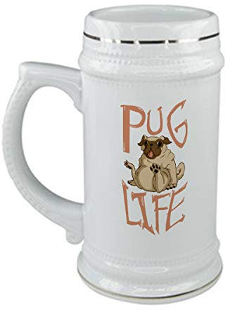 bubbleshirt Boccale da birra Pug life - carlino - dog - in ceramica - capienza 50 cl - idea regalo