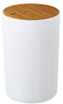 D,casa - Set Accesorios Baño de Bambú Estilo nordico Blanco - Papelera