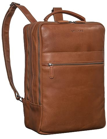 STILORD Jason Laptop-Rucksack 17 Zoll Groß Leder Vintage Business Backpack Daypack für Uni Reisen Arbeit Büro Freizeit - Lederrucksack Damen & Herren Echtleder Farbe:Toretto - Dunkelbraun