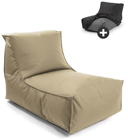 mokebo Sitzsack mit Schutzhülle für Kinder & Erwachsene 'Der Sundowner', Bean Bag mit Füllung oder Bodenkissen für Indoor & Outdoor, auch als Liegekissen, Relaxliege oder Liege in Beige-Khaki