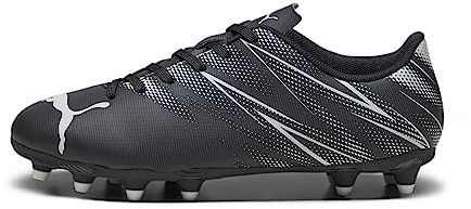 Puma Unisex-Child Attacanto Firm Artificial Ground Sneaker, Puma Black-Silver Mist, 13 Little Kid