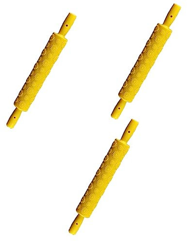 UPKOCH 3pcs Embossed Rolling Pin for Fondant Sugarcraft Cake Decoration Tool Rolling Pin Sunflower Design for Cake and Fondant Smoother