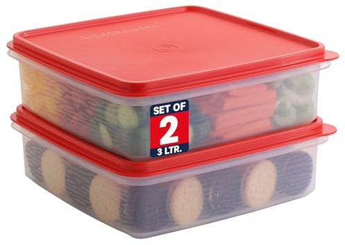Plastic Storage Containers with Lids – 2-Pack 3L Cupcake Carrier – Leakproof Cookie Storage Containers Airtight – BPA-Free Plastic Containers with Lids for Food Storage, Meal Prep, Leftovers, Cupcakes