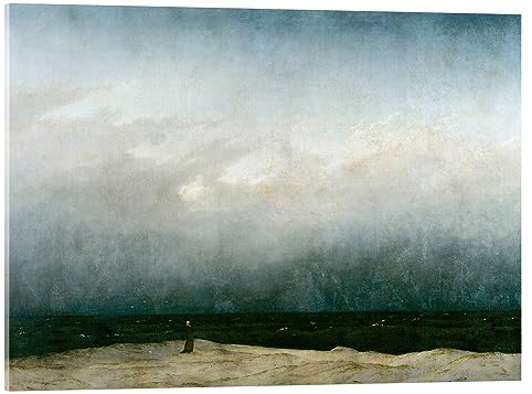 Posterlounge Der Mönch am Meer Acrylglasbild von Caspar David Friedrich 90 x 70 cm Blau Wandbilder Wanddeko